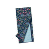 Navy anywhere towel from RJW Glitz with a wildflower pattern and light blue textured back.