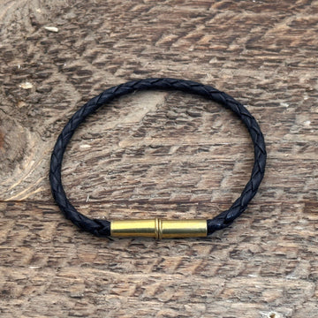 Flint Single Waxed Canvas Bracelet: Black / Medium