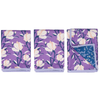 Set of three violet mini towels with reversible design from JL Magnolia, featuring a floral pattern.
