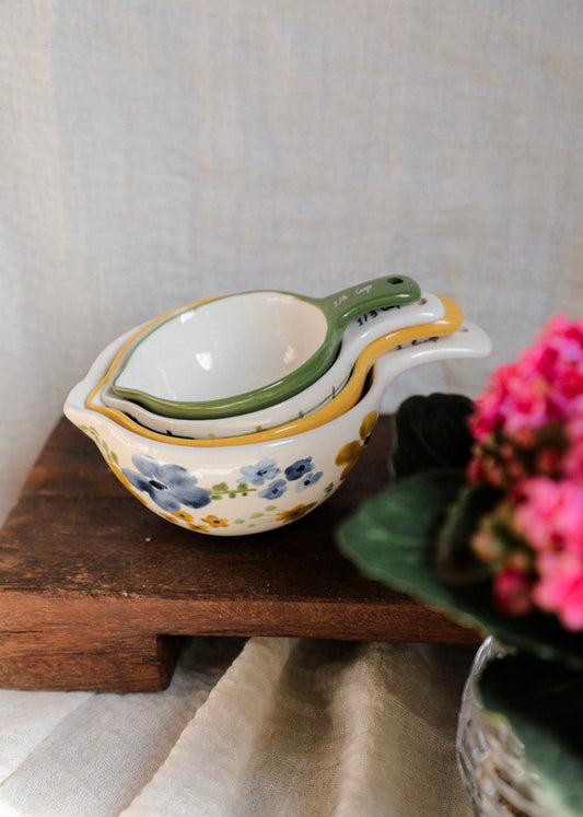 Hand Painted Stoneware Measuring Cups