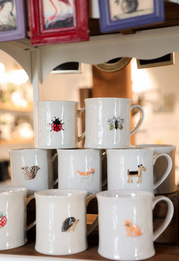 8 oz. Embossed Stoneware Mug w/ Fruit/Animal