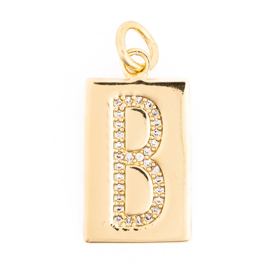 Rectangle Sparkle Letter Charm