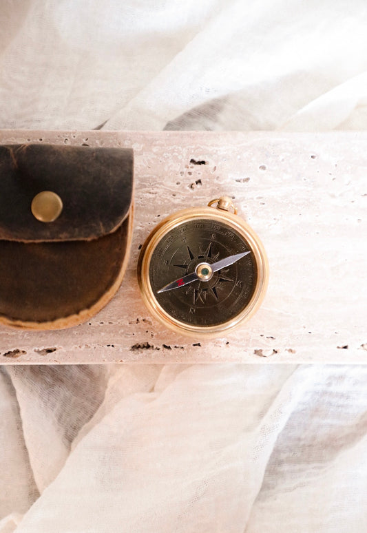There's Such A Lot of World to See Compass with Leather Pouch