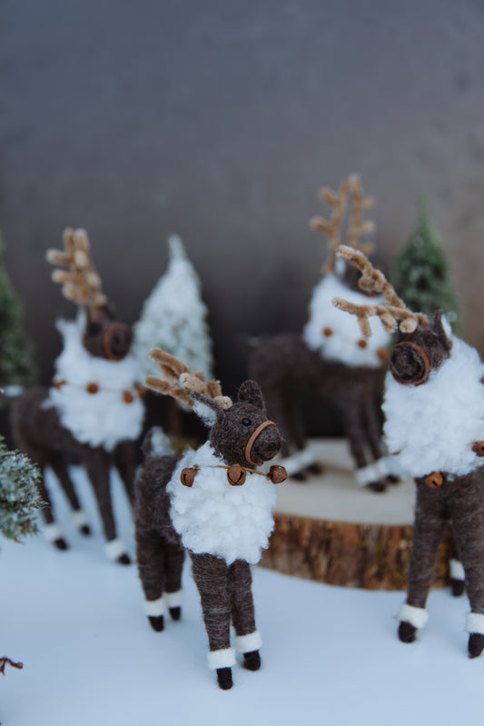 Wool Reindeer with Bells