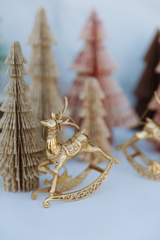 Gold Resin Reindeer Ornament