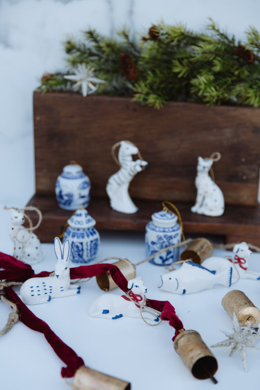 Hand Painted Stoneware Animal Ornament