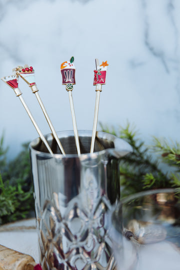 9"L Zinc Alloy Cocktail Spoon w/ Enameled Beverage