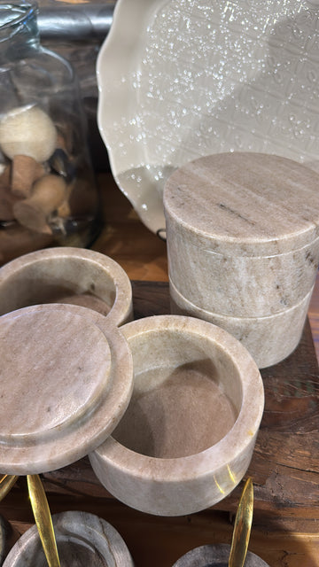 Marble Stackable Pinch Pots w/ Lid