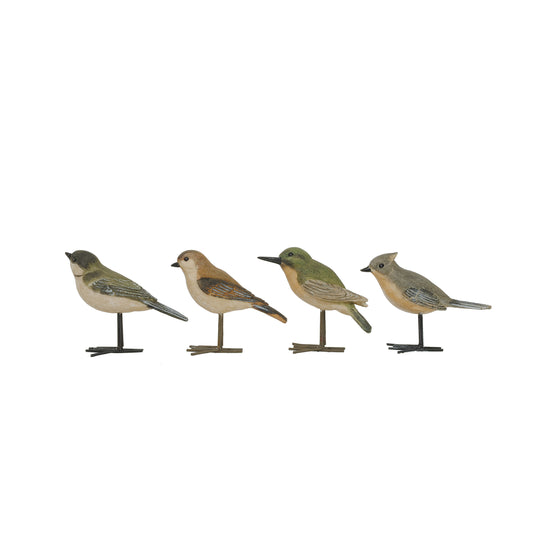 Decorative birds with metal feet, decorative embellishments.