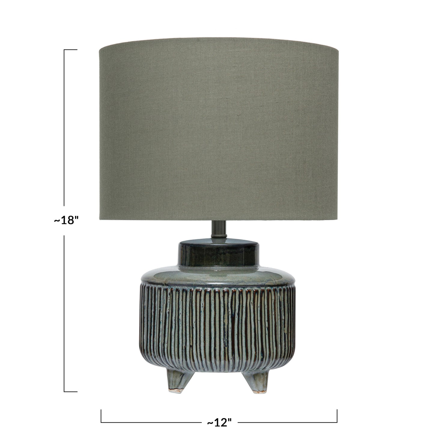 Footed Lamp with Linen Shade