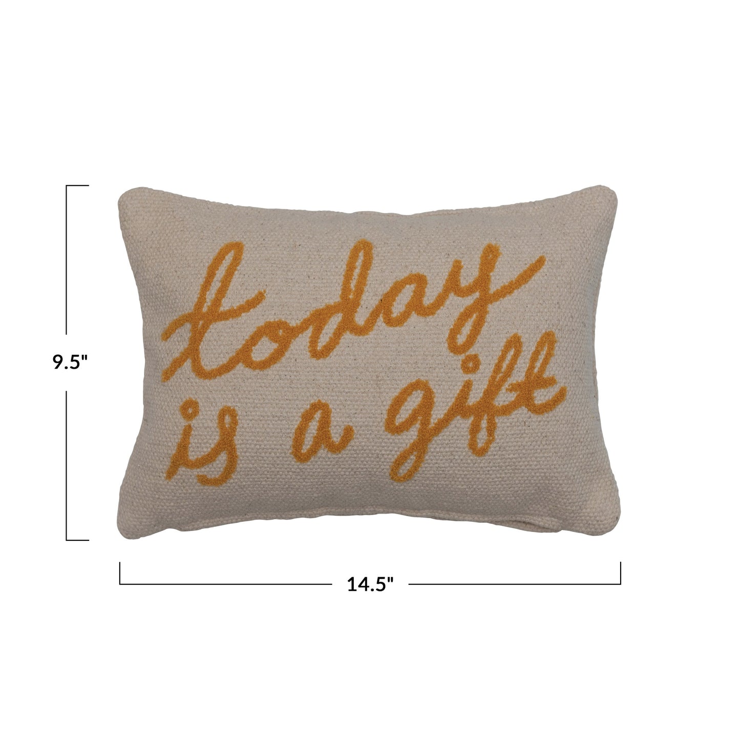 "Today is a Gift" Cotton Lumbar Pillow