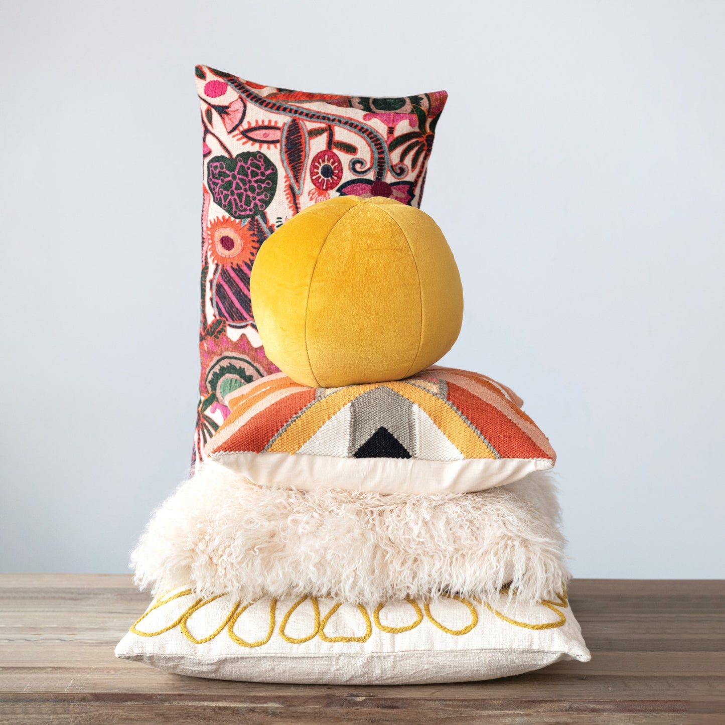 Cotton Slub Embroidered Pillow