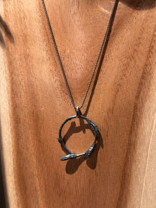Camera Shy Silver Willow Trig Necklace
