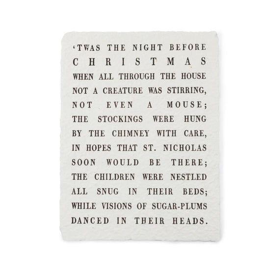 Handmade paper print with a Christmas poem, from handmade paper, with textured edges.

