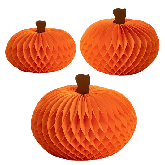 Honeycomb Pumpkins Set of 3