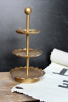 Decorative Metal 3-Tier Tray with Scalloped Edges, Gold Finish