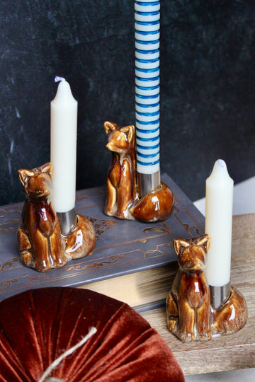 Stoneware Fox Taper Holder