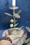 Handmade Metal Oak Leaves & Acorns Taper Holder