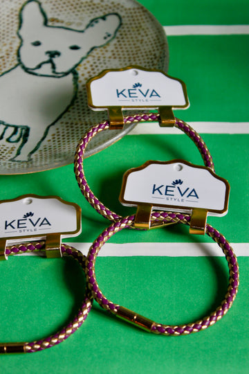 Double Color Braided Bracelet: Double Purple and Gold