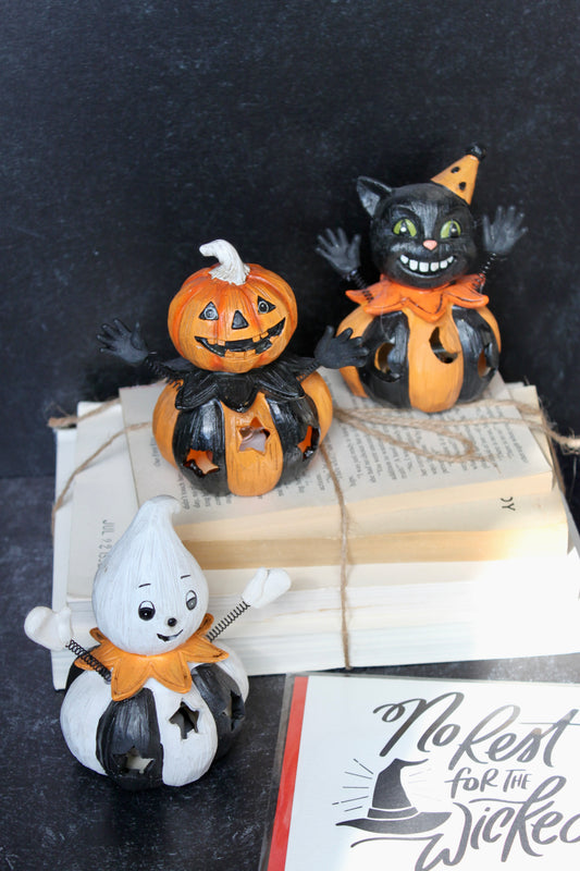 Resin Spring Arm LED Halloween Figurine