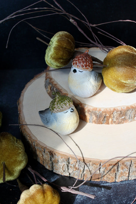 Resin Bird with Acorn Hat