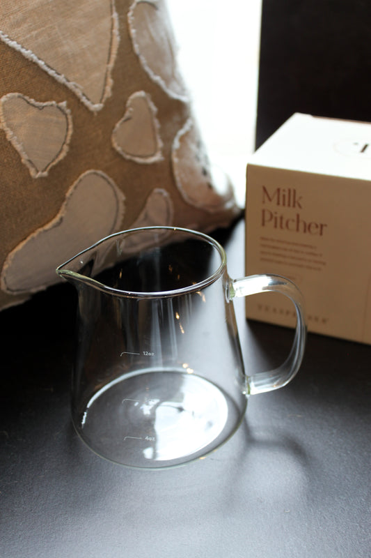 Glass Milk Frothing and Pouring Pitcher: Clear