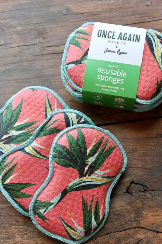Reusable Sponges (Set of 3) - Bird of Paradise: Rose