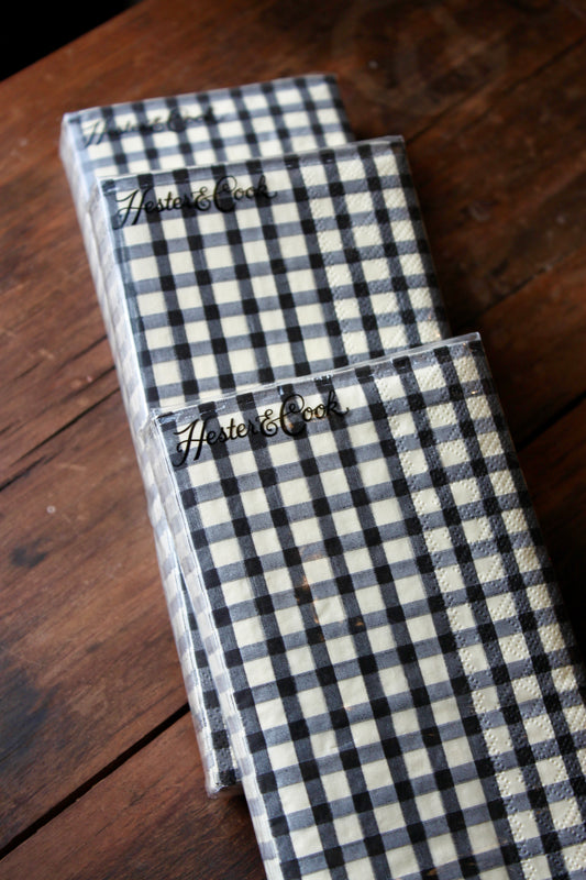 Black Painted Check Guest Napkin