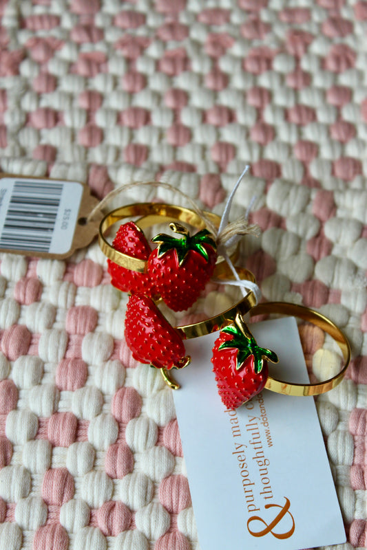 Strawberry Napkin Rings, set of four