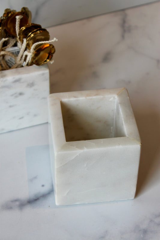 Marble Container, White