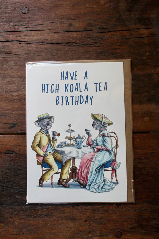 High Koala Tea Birthday Card