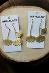 Amelia Ginko Leaf Earrings Brass