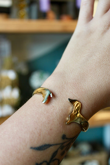 Abigail Dachshund Cuff Bracelet Brass