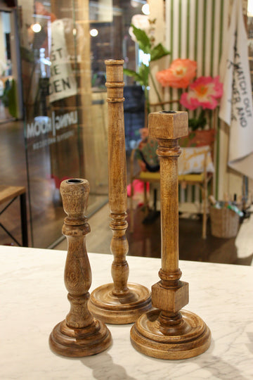 Brown Wood Taper Candleholder