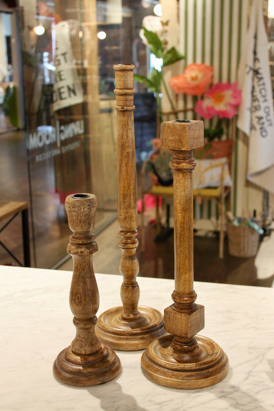 Brown Wood Taper Candleholder