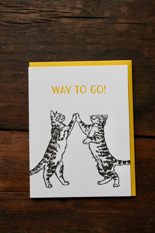 Cat High Five Congratulations Card