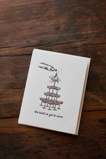Champagne Tower, Letterpress and Foil Wedding Greeting Card