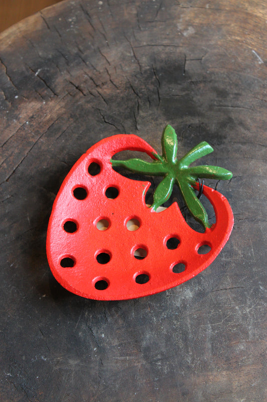 Cast Iron Strawberry Shaped Soap Dish, Red & Green