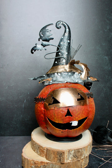 13" Metal Jack O Lantern Candleholder