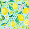 Gift wrap from Beau Bottles featuring a cheerful lemons and blossoms design.