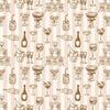 Gift wrap for prosecco bottles with vintage champagne and glass pattern on a striped background.