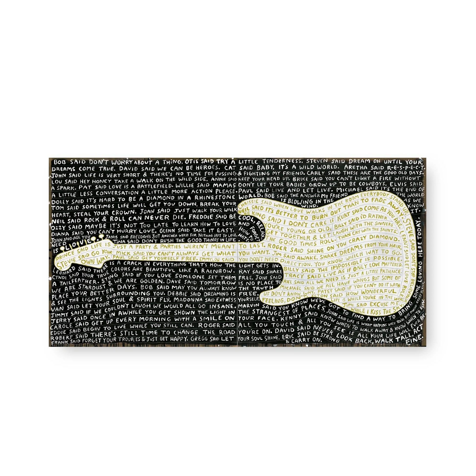 Decorative art tile by East Urban Home with inspirational quote collage in black and white.

