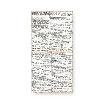 Rectangular art tile with inspirational quotes by Unknown, featuring small handwriting on a white background.
