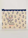 Zipper pouch by Blue Q with blue floral patterns and a flower face graphic and "Pretty Anxious" text.