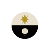 Seedlings coasters with a sun and moon design by Emily Isabella with a black and beige color scheme.