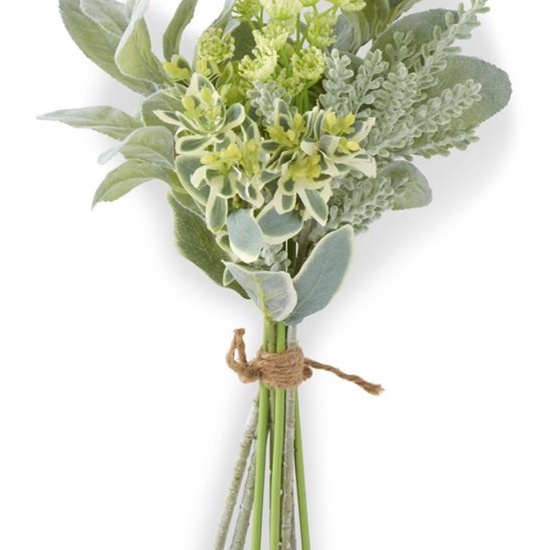 Faux floral bundle with mixed foliage by Ashland, tied with twine.