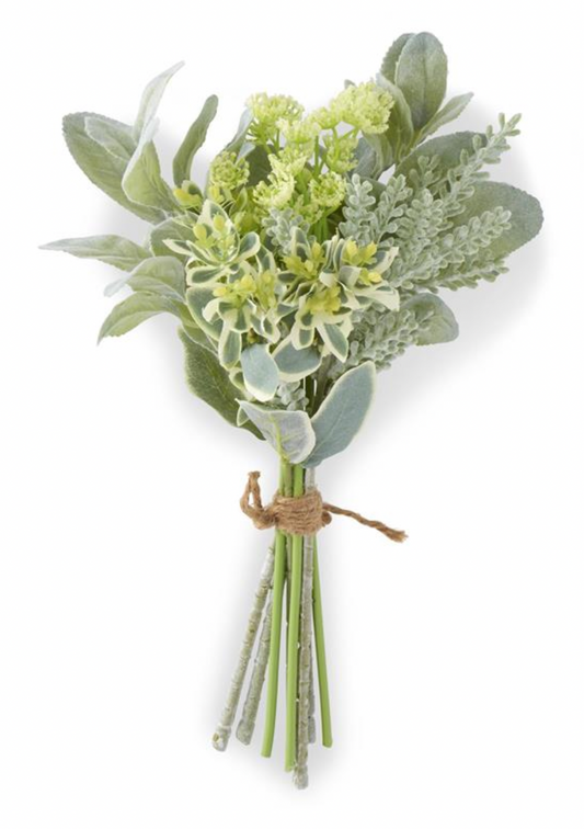 Faux floral bundle with mixed foliage by Ashland, tied with twine.