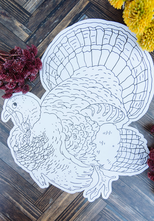 Die-Cut Coloring Turkey Placemat - 12 Sheets