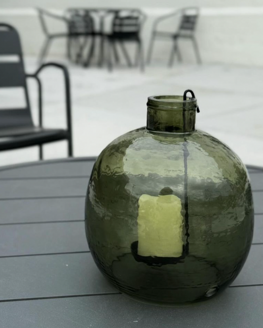 Green Hurricane Votive Tea Light Candle Holder