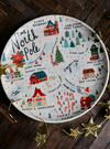 11" Round Stoneware Plate with North Pole Scene